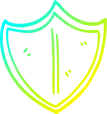 Bir insan tarafından çizilmiş bir çizgi film kalkanının soğuk gradyan çizimi