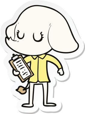 Bir insan tarafından çizilmiş şirin bir fil çıkartması.