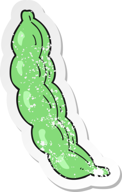 Bir insan tarafından çizilmiş bezelye kabuğunun retro sıkıntılı çıkartması.