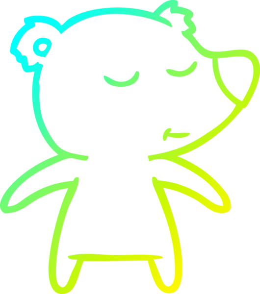 Bir insan tarafından çizilen mutlu çizgi film ayısının soğuk gradyan çizgisi.