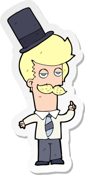 Bir insan tarafından çizilmiş silindir şapkalı bir adamın çıkartması.