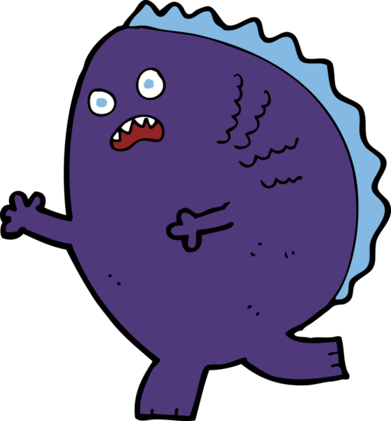 Bir insan tarafından çizilmiş çizgi film canavarı.