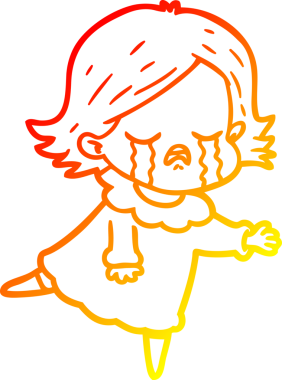 Bir insan tarafından çizilmiş ağlayan çizgi film kızı çizimi.