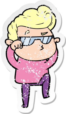 Bir insan tarafından çizilmiş havalı bir adamın sıkıntılı çıkartması.