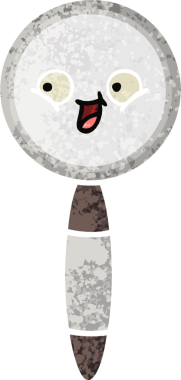 Bir insan tarafından çizilmiş bir büyüteçin retro çizim tarzı karikatürü