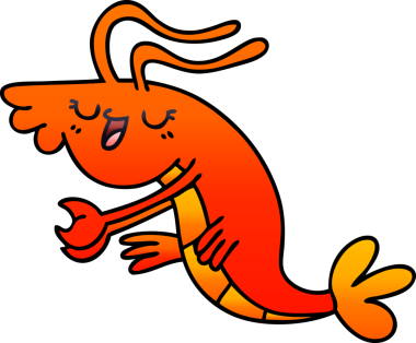 bir insan tarafından çizilmiş gölgeli neşeli karides.