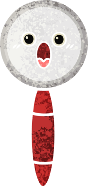 Bir insan tarafından çizilmiş bir büyüteçin retro çizim tarzı karikatürü