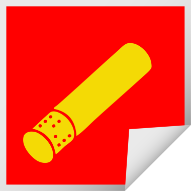 Bir insan tarafından çizilmiş sigara çubuğunun kare soyma etiketi.