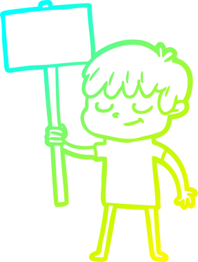 Bir çizgi film karakteri çizen soğuk çizgi bir insan tarafından çizilmiş mutlu çocuk.