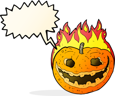 Bir insan tarafından çizilmiş konuşma baloncuklu garip balkabağı.