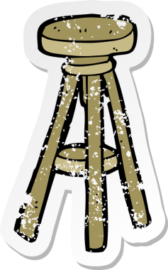 Bir insan tarafından çizilmiş karikatür taburesinin geriletilmiş çıkartması.