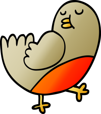 Bir insan tarafından çizilmiş vektör gradyan çizim karikatürü noel robini