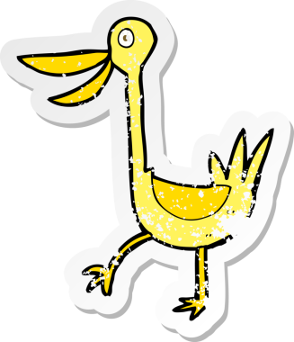 Bir insan tarafından çizilmiş komik bir ördeğin gerilmiş çıkartması.