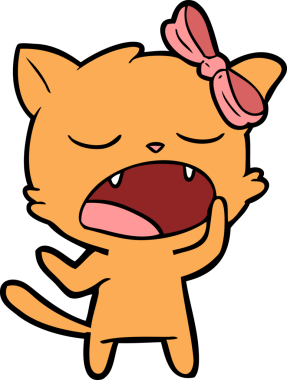 Bir insan tarafından çizilmiş esneyen kedi çizgi filmi.