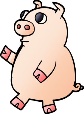 Bir insan tarafından çizilmiş komik domuz.