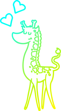 Bir insan tarafından çizilmiş aşk dolu bir zürafanın soğuk gradyan çizimi