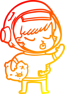 Bir insan tarafından çizilmiş güzel astronot bir kızın sıcak çizgi çizimi