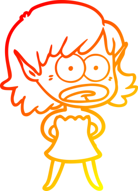 Bir çizgi film karakteri çizimi bir insan tarafından çizilmiş elf kızı şok etti.