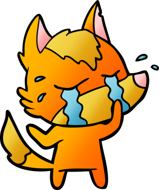 Bir insan tarafından çizilmiş üzgün küçük tilki çizgi film karakteri.