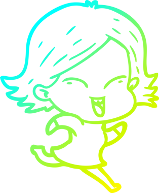 Bir insan tarafından çizilmiş mutlu çizgi film kızı çizimi.