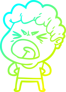 Bir insan tarafından çizilmiş öfkeli bir çizgi film karakteri.