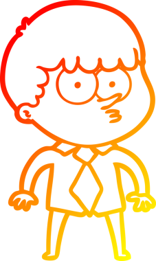 Bir insan tarafından çizilmiş tişörtlü ve kravatlı bir çizgi film karakteri çizimi.