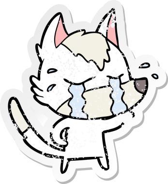 Bir insan tarafından çizilmiş ağlayan bir karikatür çıkartması.