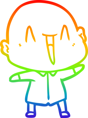 gökkuşağı gradyan çizimi mutlu bir çizgi kel adamın çizimi bir insan tarafından çizildi