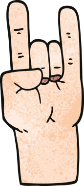 Bir insan tarafından çizilmiş karalama rock müzik eli.