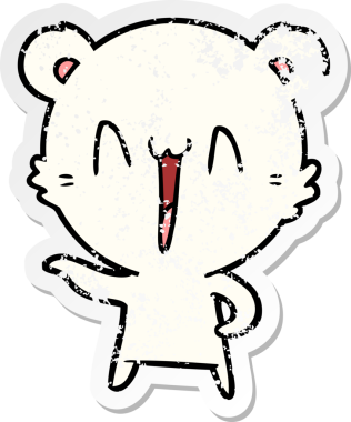 Bir insan tarafından çizilmiş gülen kutup ayısı karikatürü.