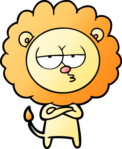 Bir insan tarafından çizilmiş canı sıkkın bir aslan.