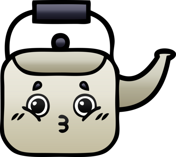 Bir insan tarafından çizilmiş gölgeli bir çaydanlık karikatürü