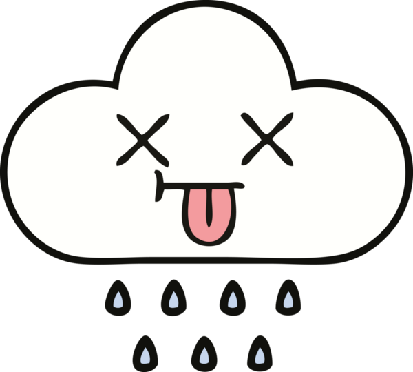 Bir insan tarafından çizilmiş şirin yağmur bulutu karikatürü