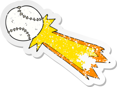 Bir insan tarafından çizilmiş beyzbol topunun gerilimli retro yapıştırması.