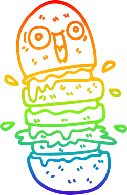 gökkuşağı gradyan çizgi çizimi bir insan tarafından çizilmiş bir hamburger