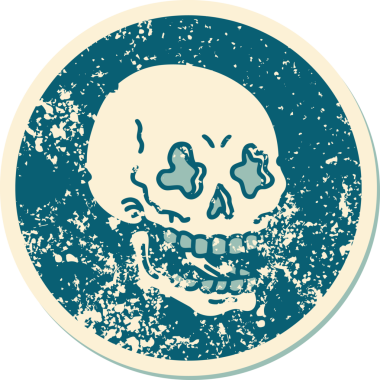 Bir insan tarafından çizilmiş bir kafatasının sembolik dövmeli görüntüsü.