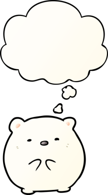 Karikatür kutup ayısı. Düşünce baloncuğu bir insan tarafından çizilmiş.