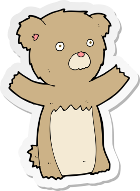 Bir insan tarafından çizilmiş oyuncak ayının çıkartması.