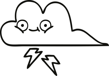 Bir insan tarafından çizilmiş bir gök gürültüsü bulutunun çizgi çizimi