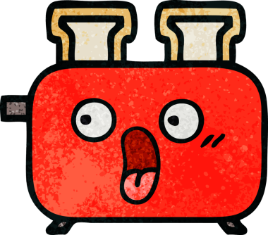 Bir insan tarafından çizilmiş bir tost makinesinin retro grunge doku karikatürü