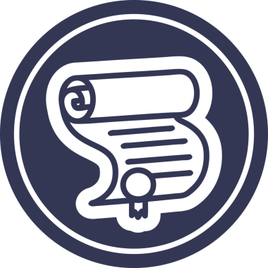 diploma sertifikası dairesel simgesi bir insan tarafından çizilmiş