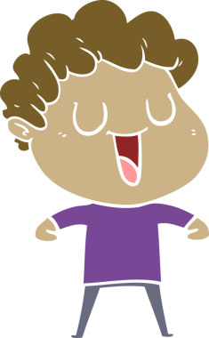 Bir insan tarafından çizilmiş düz renkli karikatür adam.