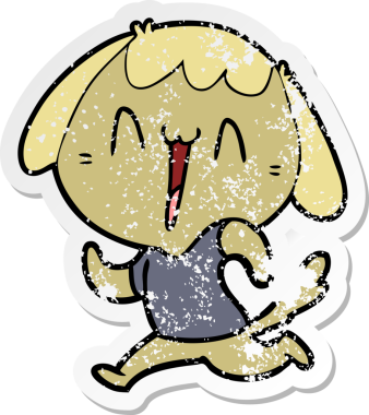 Bir insan tarafından çizilmiş şirin bir köpeğin sıkıntılı çıkartması.