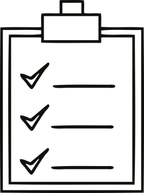 Bir insan tarafından çizilmiş bir kontrol listesinin çizgi çizimi