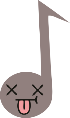 Bir insan tarafından çizilmiş bir notanın düz renkli retro karikatürü