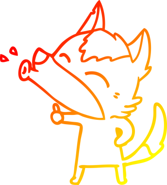 Bir insan tarafından çizilen uluyan kurt çizgi filminin sıcak gradyan çizimi