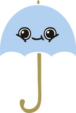 Bir insan tarafından çizilmiş düz renkli bir şemsiye.