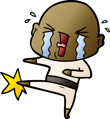 Bir insan tarafından çizilmiş ağlayan kel bir adam.