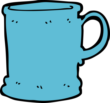 Bir insan tarafından çizilmiş karikatür kupası.