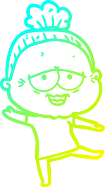 Bir insan tarafından çizilmiş, mutlu, yaşlı bir kadının çizdiği soğuk çizgi.